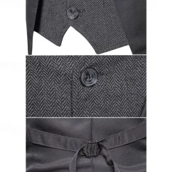 Sale OUKU Men's Vest Gilet Wedding Event / Party Daily Fashion Business Spring & Fall Patchwork Button 2 in 1 Polyester Comfortable Color Block Single Breasted One-button V Neck Regular Fit Black Navy Blue