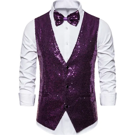 Clearance OUKU Men's Vest Gilet Wedding Party Party / Evening Going out Streetwear Casual Spring Fall Pocket Polyester Warm Quick Dry Solid Color Single Breasted V Neck Regular Fit Silver Black Red Royal Blue Vest