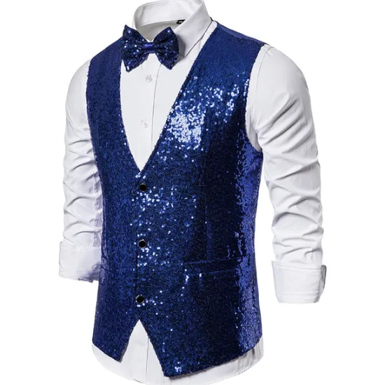 Clearance OUKU Men's Vest Gilet Wedding Party Party / Evening Going out Streetwear Casual Spring Fall Pocket Polyester Warm Quick Dry Solid Color Single Breasted V Neck Regular Fit Silver Black Red Royal Blue Vest