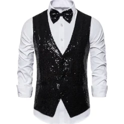 Clearance OUKU Men's Vest Gilet Wedding Party Party / Evening Going out Streetwear Casual Spring Fall Pocket Polyester Warm Quick Dry Solid Color Single Breasted V Neck Regular Fit Silver Black Red Royal Blue Vest