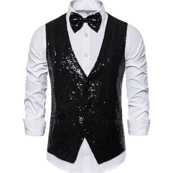 Clearance OUKU Men's Vest Gilet Wedding Party Party / Evening Going out Streetwear Casual Spring Fall Pocket Polyester Warm Quick Dry Solid Color Single Breasted V Neck Regular Fit Silver Black Red Royal Blue Vest