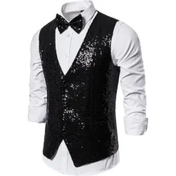 Clearance OUKU Men's Vest Gilet Wedding Party Party / Evening Going out Streetwear Casual Spring Fall Pocket Polyester Warm Quick Dry Solid Color Single Breasted V Neck Regular Fit Silver Black Red Royal Blue Vest