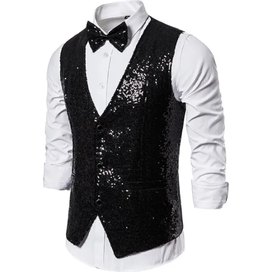 Clearance OUKU Men's Vest Gilet Wedding Party Party / Evening Going out Streetwear Casual Spring Fall Pocket Polyester Warm Quick Dry Solid Color Single Breasted V Neck Regular Fit Silver Black Red Royal Blue Vest