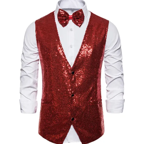 Clearance OUKU Men's Vest Gilet Wedding Party Party / Evening Going out Streetwear Casual Spring Fall Pocket Polyester Warm Quick Dry Solid Color Single Breasted V Neck Regular Fit Silver Black Red Royal Blue Vest