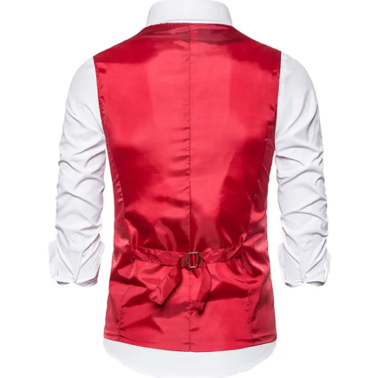 Clearance OUKU Men's Vest Gilet Wedding Party Party / Evening Going out Streetwear Casual Spring Fall Pocket Polyester Warm Quick Dry Solid Color Single Breasted V Neck Regular Fit Silver Black Red Royal Blue Vest