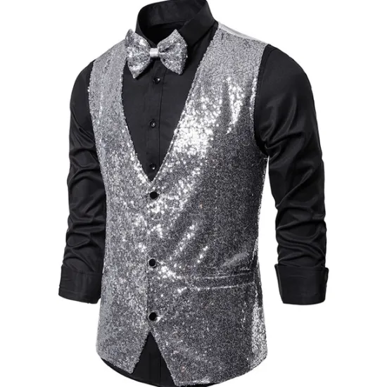 Clearance OUKU Men's Vest Gilet Wedding Party Party / Evening Going out Streetwear Casual Spring Fall Pocket Polyester Warm Quick Dry Solid Color Single Breasted V Neck Regular Fit Silver Black Red Royal Blue Vest