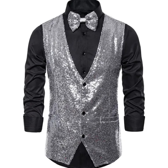 Clearance OUKU Men's Vest Gilet Wedding Party Party / Evening Going out Streetwear Casual Spring Fall Pocket Polyester Warm Quick Dry Solid Color Single Breasted V Neck Regular Fit Silver Black Red Royal Blue Vest