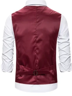 Outlet OUKU Men's Vest Gilet Wedding Smart Casual Polyester Geometric V Neck Skinny Red Purple Gold Vest