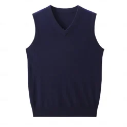 Outlet OUKU Men's Vest Ribbed Knit Regular Tops V Neck Solid Color V Neck Knitwear Daily Formal Outdoor Clothing Apparel Spring Fall Black Navy Blue S M L