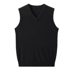 Outlet OUKU Men's Vest Ribbed Knit Regular Tops V Neck Solid Color V Neck Knitwear Daily Formal Outdoor Clothing Apparel Spring Fall Black Navy Blue S M L