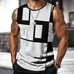 Online OUKU Men's Vest Top Undershirt Sleeveless Shirt Sleeveless Crewneck Spring & Summer Shading Fashion Designer Vacation Street Going out Red Orange Green Top Tee for Men