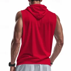 Sale OUKU Men's Vest Top Vest Undershirt Sleeveless Hooded Summer Plain Fashion Designer Basic Classic Vacation Street Going out Black Red Light Grey Top Tee for Men