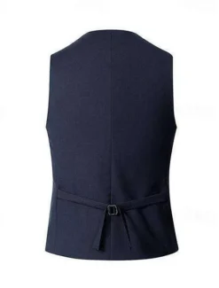 New OUKU Men's Vest Waistcoat Business Daily Wear Party & Evening Fashion Basic Spring & Fall Patchwork Polyester Comfortable Plain Single Breasted V Neck Regular Fit Black Red Navy Blue Gray Vest