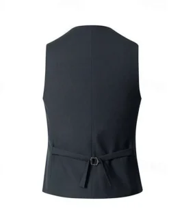 New OUKU Men's Vest Waistcoat Business Daily Wear Party & Evening Fashion Basic Spring & Fall Patchwork Polyester Comfortable Plain Single Breasted V Neck Regular Fit Black Red Navy Blue Gray Vest