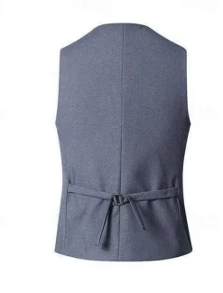 New OUKU Men's Vest Waistcoat Business Daily Wear Party & Evening Fashion Basic Spring & Fall Patchwork Polyester Comfortable Plain Single Breasted V Neck Regular Fit Black Red Navy Blue Gray Vest