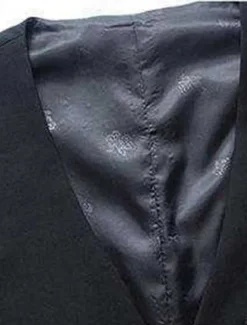 New OUKU Men's Vest Waistcoat Business Daily Wear Party & Evening Fashion Basic Spring & Fall Patchwork Polyester Comfortable Plain Single Breasted V Neck Regular Fit Black Red Navy Blue Gray Vest