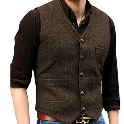 Online OUKU Men's Vest Waistcoat Daily Wear Vacation Going out Fashion Basic Spring & Fall Button Polyester Comfortable Plain Single Breasted V Neck Regular Fit Black Red Dark Navy Ocean Blue Vest