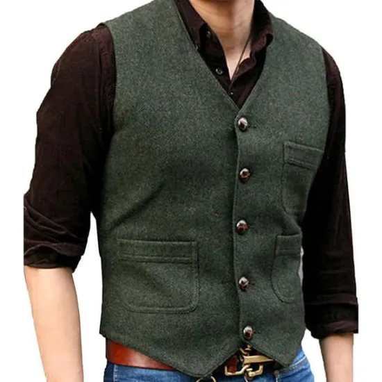 Online OUKU Men's Vest Waistcoat Daily Wear Vacation Going out Fashion Basic Spring & Fall Button Polyester Comfortable Plain Single Breasted V Neck Regular Fit Black Red Dark Navy Ocean Blue Vest