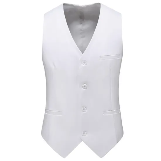 New OUKU Men's Vest Waistcoat Formal Wedding Work Business Business Formal Style Spring Fall Pocket Polyester Quick Dry Pure Color Single Breasted V Neck Regular Fit Black White Yellow Pink Vest