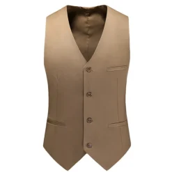 New OUKU Men's Vest Waistcoat Formal Wedding Work Business Business Formal Style Spring Fall Pocket Polyester Quick Dry Pure Color Single Breasted V Neck Regular Fit Black White Yellow Pink Vest