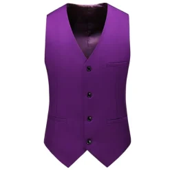 New OUKU Men's Vest Waistcoat Formal Wedding Work Business Business Formal Style Spring Fall Pocket Polyester Quick Dry Pure Color Single Breasted V Neck Regular Fit Black White Yellow Pink Vest