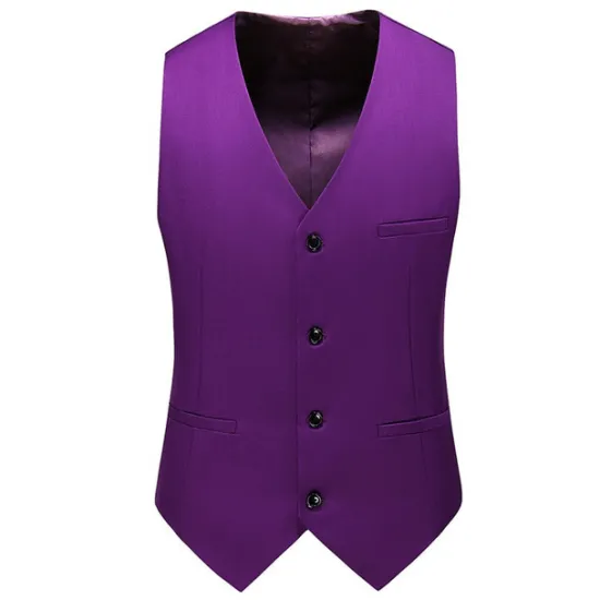 New OUKU Men's Vest Waistcoat Formal Wedding Work Business Business Formal Style Spring Fall Pocket Polyester Quick Dry Pure Color Single Breasted V Neck Regular Fit Black White Yellow Pink Vest