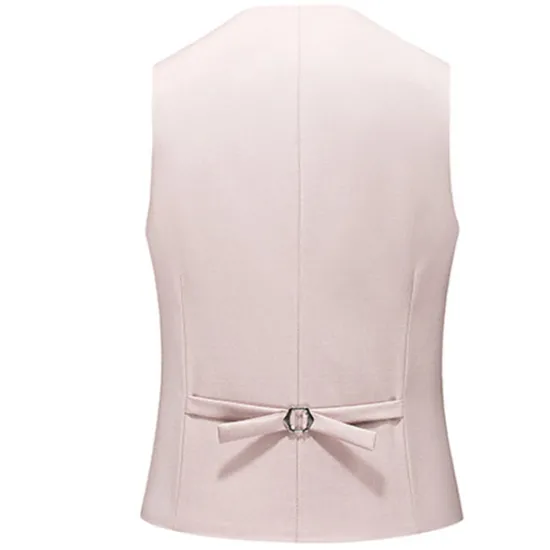 New OUKU Men's Vest Waistcoat Formal Wedding Work Business Business Formal Style Spring Fall Pocket Polyester Quick Dry Pure Color Single Breasted V Neck Regular Fit Black White Yellow Pink Vest