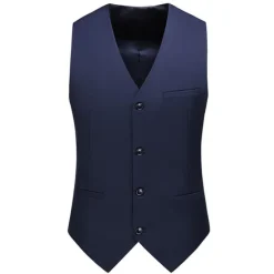 New OUKU Men's Vest Waistcoat Formal Wedding Work Business Business Formal Style Spring Fall Pocket Polyester Quick Dry Pure Color Single Breasted V Neck Regular Fit Black White Yellow Pink Vest