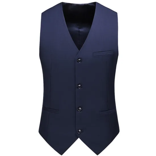 New OUKU Men's Vest Waistcoat Formal Wedding Work Business Business Formal Style Spring Fall Pocket Polyester Quick Dry Pure Color Single Breasted V Neck Regular Fit Black White Yellow Pink Vest