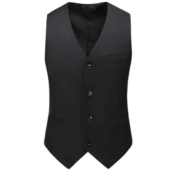 New OUKU Men's Vest Waistcoat Formal Wedding Work Business Business Formal Style Spring Fall Pocket Polyester Quick Dry Pure Color Single Breasted V Neck Regular Fit Black White Yellow Pink Vest