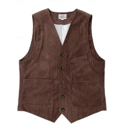 Sale OUKU Men's Vest Waistcoat Gilet Vacation Party Business Fashion Casual Spring Fall Buttons Pocket Polyester Corduroy Comfortable Solid Color Single Breasted One-button V Neck Regular Fit Dark Brown Black
