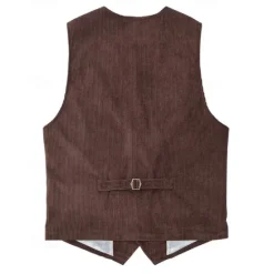 Sale OUKU Men's Vest Waistcoat Gilet Vacation Party Business Fashion Casual Spring Fall Buttons Pocket Polyester Corduroy Comfortable Solid Color Single Breasted One-button V Neck Regular Fit Dark Brown Black