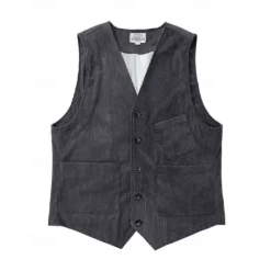 Sale OUKU Men's Vest Waistcoat Gilet Vacation Party Business Fashion Casual Spring Fall Buttons Pocket Polyester Corduroy Comfortable Solid Color Single Breasted One-button V Neck Regular Fit Dark Brown Black