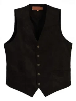 OUKU Men's Vest Waistcoat Gilet Vacation Daily Wedding Party Date Fashion Casual Spring Fall Buttons Pocket Nylon Comfortable Plain Single Breasted One-button V Neck Regular Fit Black Light Brown Coffee