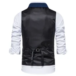 OUKU Men's Vest Waistcoat Gilet Formal Wedding Work Business Business Casual Spring Fall Pocket Polyester Warm Quick Dry Plaid / Check Double Breasted Turndown Regular Fit Blue Green Khaki Gray Vest