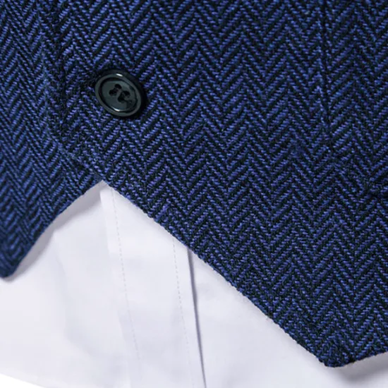 OUKU Men's Vest Waistcoat Gilet Formal Wedding Work Business Business Casual Spring Fall Pocket Polyester Warm Quick Dry Plaid / Check Double Breasted Turndown Regular Fit Blue Green Khaki Gray Vest