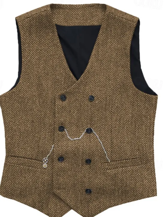 Clearance OUKU Men's Vest Waistcoat Gilet Vacation Daily Wedding Party Date Fashion Casual Spring Fall Buttons Pocket Polyester Comfortable Plain Double Breasted V Neck Regular Fit Silver Black Red Burgundy Vest