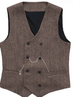 Clearance OUKU Men's Vest Waistcoat Gilet Vacation Daily Wedding Party Date Fashion Casual Spring Fall Buttons Pocket Polyester Comfortable Plain Double Breasted V Neck Regular Fit Silver Black Red Burgundy Vest