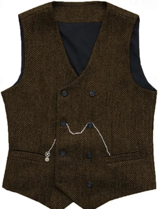 Clearance OUKU Men's Vest Waistcoat Gilet Vacation Daily Wedding Party Date Fashion Casual Spring Fall Buttons Pocket Polyester Comfortable Plain Double Breasted V Neck Regular Fit Silver Black Red Burgundy Vest