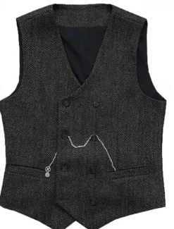 Clearance OUKU Men's Vest Waistcoat Gilet Vacation Daily Wedding Party Date Fashion Casual Spring Fall Buttons Pocket Polyester Comfortable Plain Double Breasted V Neck Regular Fit Silver Black Red Burgundy Vest