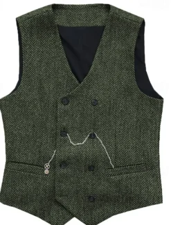 Clearance OUKU Men's Vest Waistcoat Gilet Vacation Daily Wedding Party Date Fashion Casual Spring Fall Buttons Pocket Polyester Comfortable Plain Double Breasted V Neck Regular Fit Silver Black Red Burgundy Vest