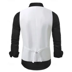 New OUKU Men's Vest Waistcoat Gilet Performance Vacation Stage Fashion Casual Summer Spring Sequins Buttons Pocket Polyester Comfortable Plain Single Breasted One-button Lapel Regular Fit Silver Black Vest