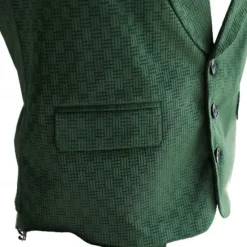 OUKU Men's Vest Waistcoat Gilet Vacation Party Business Fashion Casual Summer Spring Buttons Pocket Polyester Comfortable Plain Single Breasted Lapel Regular Fit Vest Dark Green