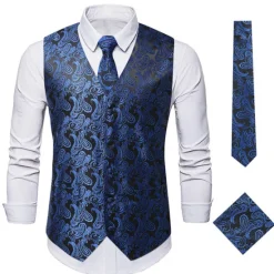 Discount OUKU Men's Vest Waistcoat Gilet Wedding Office & Career Daily Wear Party / Cocktail Business Modern Contemporary Spring Fall Embroidered Pocket Print Button-Down Polyester Soft Outdoor Comfortable Flower