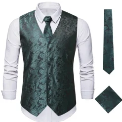 Discount OUKU Men's Vest Waistcoat Gilet Wedding Office & Career Daily Wear Party / Cocktail Business Modern Contemporary Spring Fall Embroidered Pocket Print Button-Down Polyester Soft Outdoor Comfortable Flower