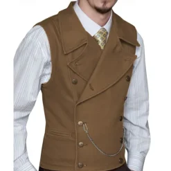 Clearance OUKU Men's Vest Waistcoat Gilet Vacation Party Business Fashion Casual Spring Fall Pocket Buttons Polyester Comfortable Plain Double Breasted Lapel Regular Fit Silver Black White Wine Vest