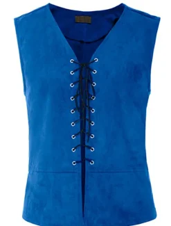 Outlet OUKU Men's Vest Waistcoat Suede Vest Performance Party Halloween Punk & Gothic Medieval Renaissance Fall Winter Vintage Polyester Spandex Cosplay Solid Color Wine Red Black Navy Blue Brown Vest