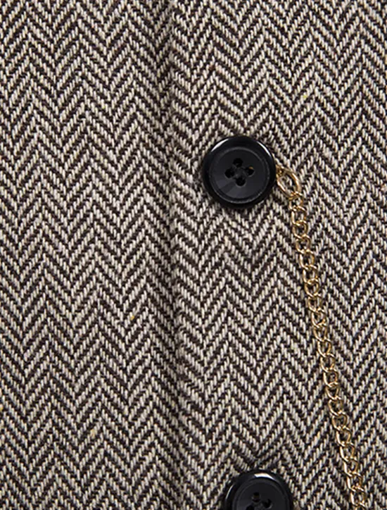 Sale OUKU Men's Vest Waistcoat Wedding Daily Sporty 1920s Fall Pocket Polyester Thermal Warm Solid Color Single Breasted V Neck Regular Fit Black Coffee Gray Vest