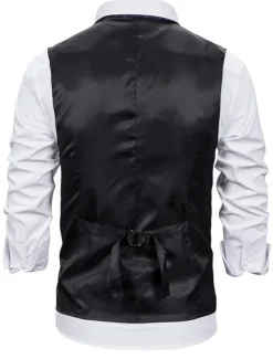 Sale OUKU Men's Vest Waistcoat Wedding Daily Sporty 1920s Fall Pocket Polyester Thermal Warm Solid Color Single Breasted V Neck Regular Fit Black Coffee Gray Vest