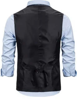 Sale OUKU Men's Vest Waistcoat Wedding Daily Sporty 1920s Fall Pocket Polyester Thermal Warm Solid Color Single Breasted V Neck Regular Fit Black Coffee Gray Vest